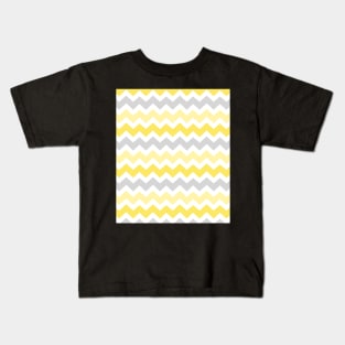 Yellow Grey Chevron Pattern Kids T-Shirt